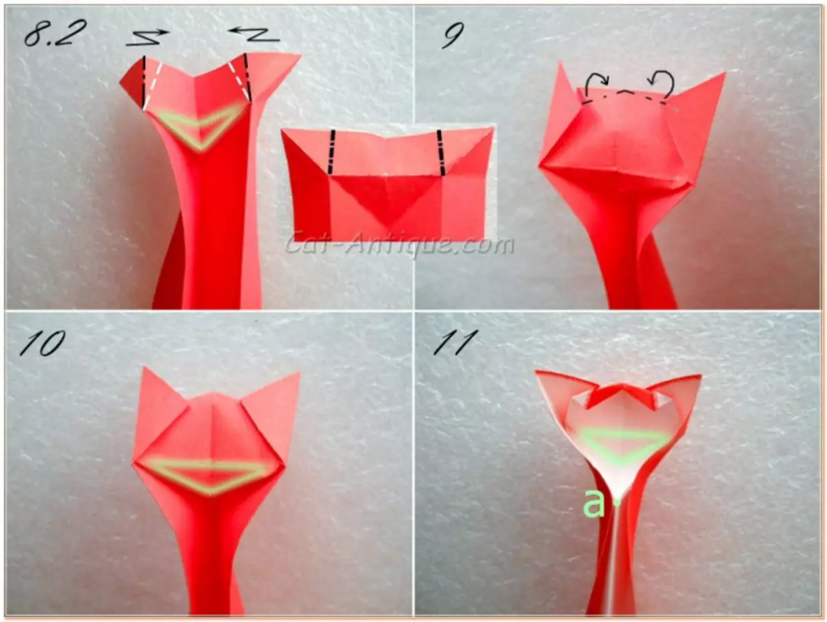 Origami Cat: classe de maître avec schémas et vidéo