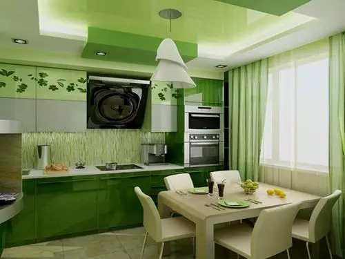 نقوم باختيار تصميم الستائر الخضراء في المطبخ