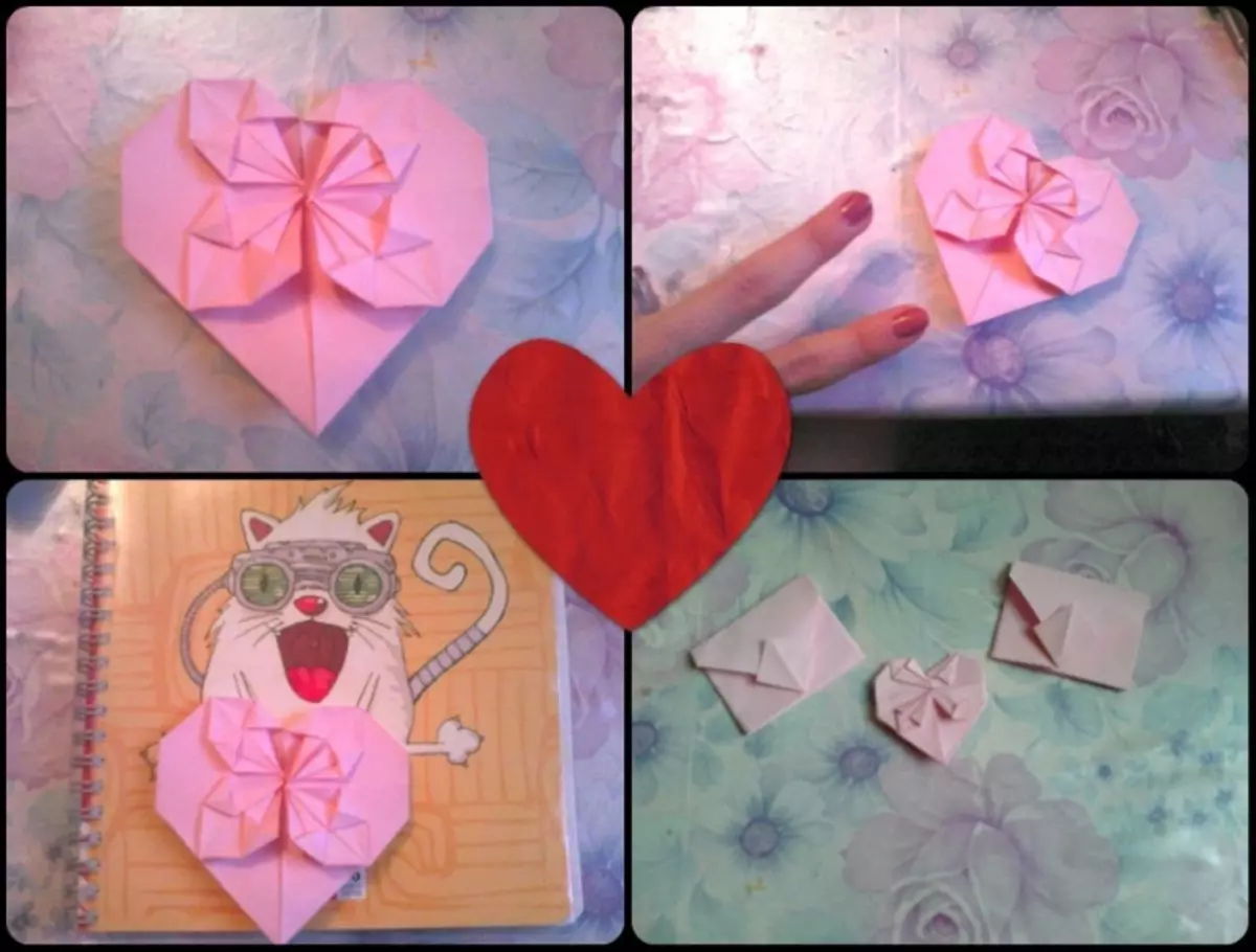 Origami vir 'n persoonlike dagboek: hoe om harte te maak met foto's en video's