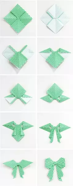 Origami paper bow: sunud-sunod na mga tagubilin sa video at scheme