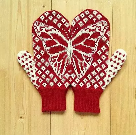 Mittens na muundo wa jacquard na mipango na maelezo.