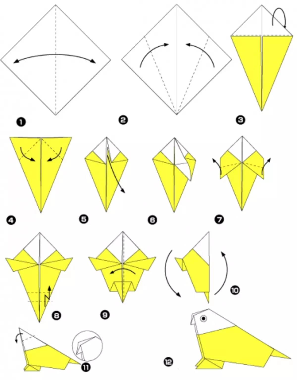 Легкая птичка из бумаги. Оригами из бумаги попугайчик схема. Оригами попугай схема для детей. Схема оригами как делать попугайчика. Оригами попугай схема для начинающих.
