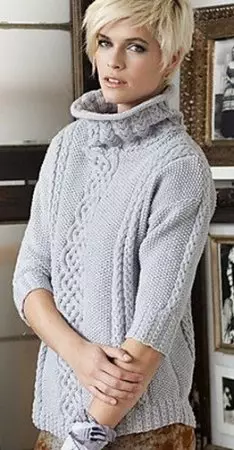 Suéteres de tejer con una garganta para mujeres y niñas: Esquema con descripción