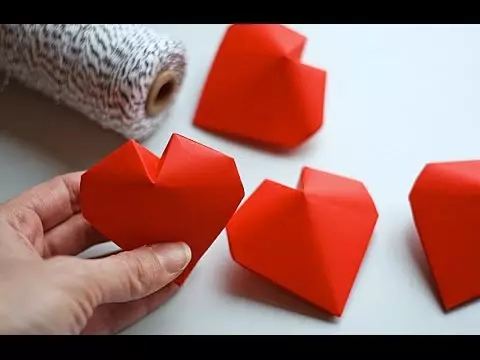 Srdce papiera origami: Ako urobiť so schémou a videom