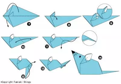 Diere Origami van papier volgens aanvangskemas: skemas en video in Russies