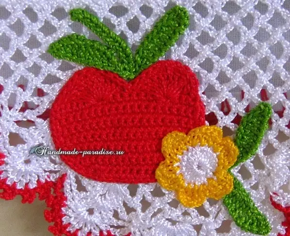 Lace crochet don tawul ɗin kitchen
