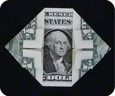 Origami Ei rahaa: paita, jossa solmio ja kukat, joissa on kaavio ja video