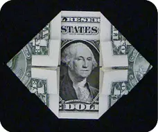 Origami out of money: shirt with tie and flowers with a diagram and video