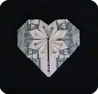 Origami z peňazí: tričko s kravatu a kvetmi s diagramom a videom