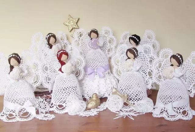 Openwork Angels Crochet. Mga laraw