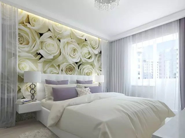 Wall mural flowers sa interior: 100 mga larawan ng floral prints sa dingding