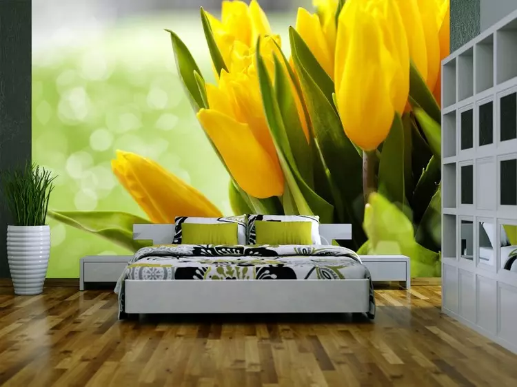 Wall Mural Flowers yn it ynterieur: 100 foto's fan Floral prints oan 'e muorre