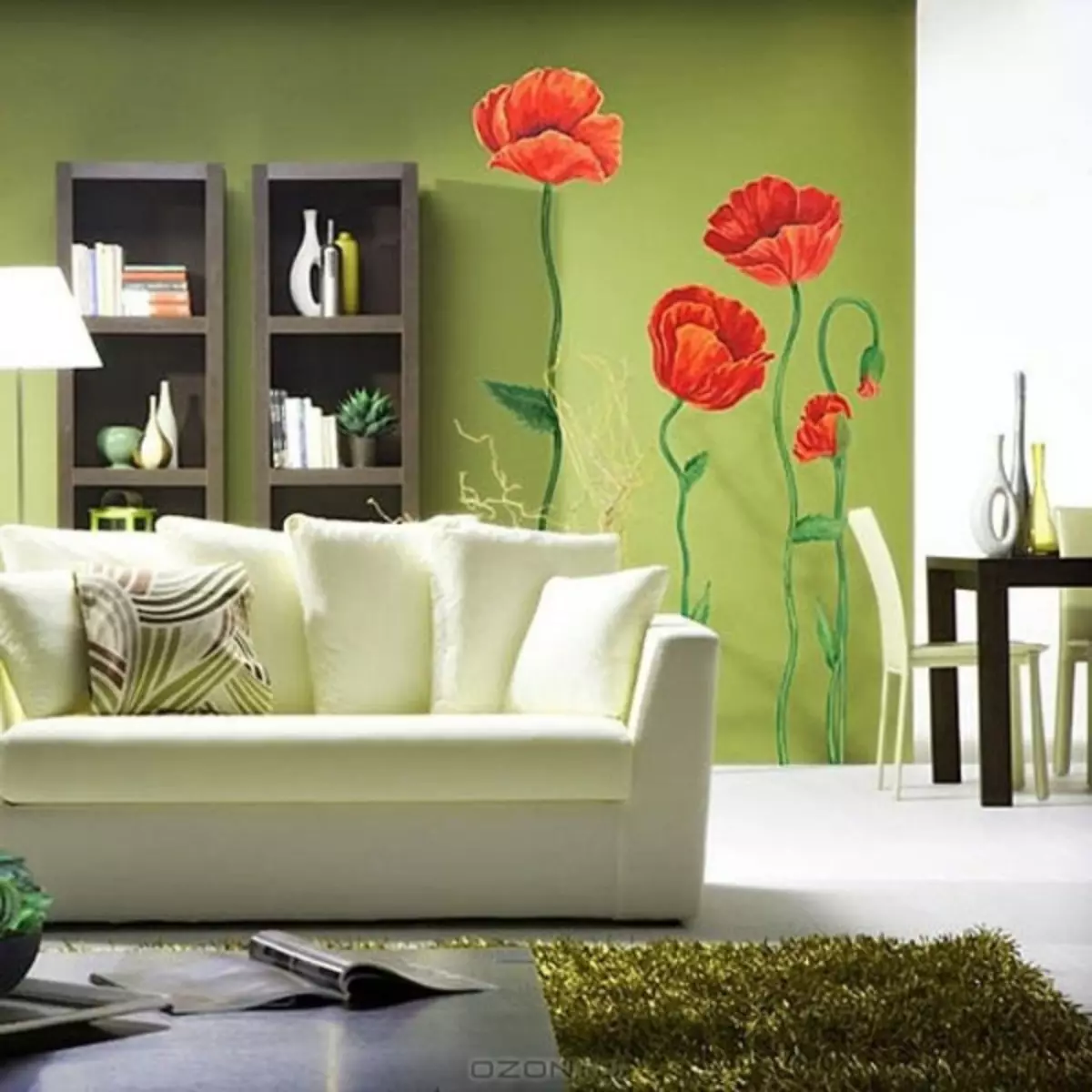 Wall mural Flowers in the interior: 100 photos of floral prints on the wall