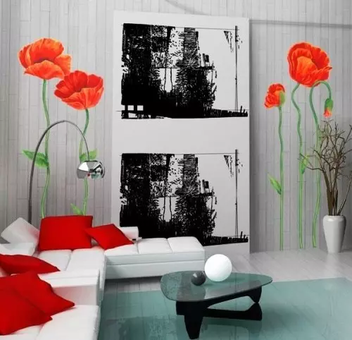 벽화 벽화 인테리어 : 벽에 꽃 지문의 100 사진