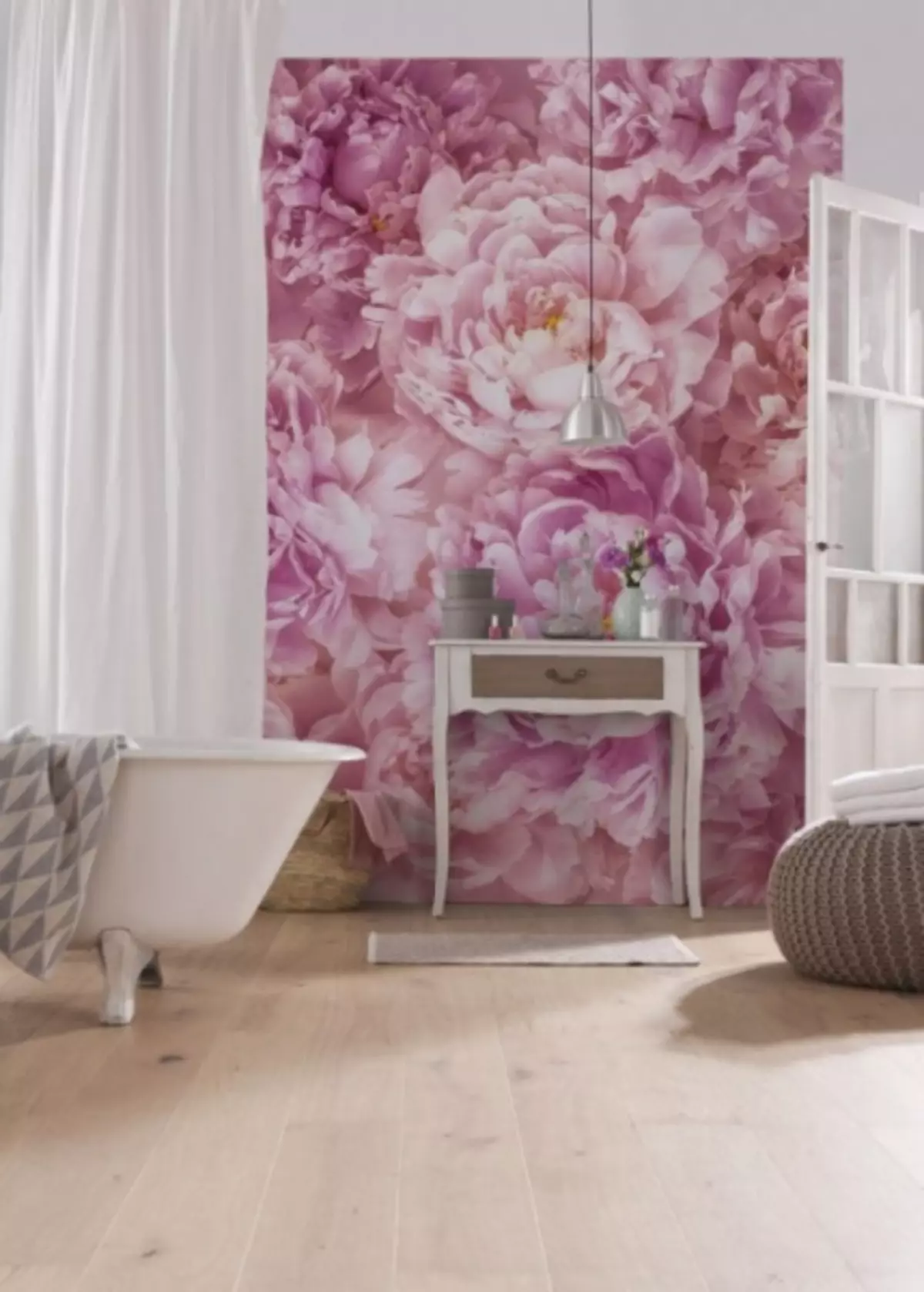 Ѕидни фрески цвеќиња во внатрешноста: 100 фотографии на цветни отпечатоци на ѕидот
