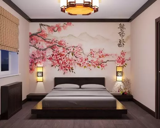 墙壁壁画在室内：墙上的100张花卉印花的照片