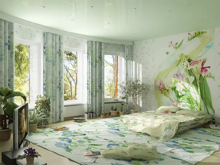 Flori murale de perete în interior: 100 de fotografii de imprimări florale pe perete