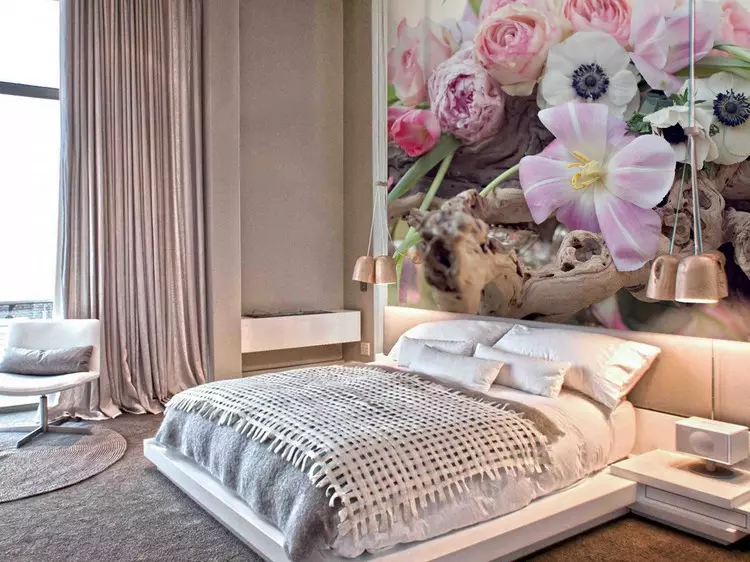 Wall mural Flowers in the interior: 100 photos of floral prints on the wall