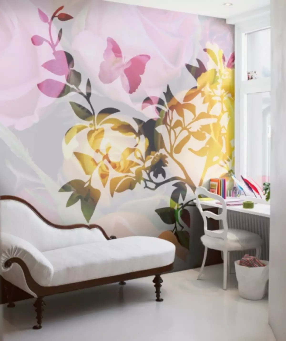 Bunga Mural Wall di Dalaman: 100 Foto Cetakan Floral di Dinding