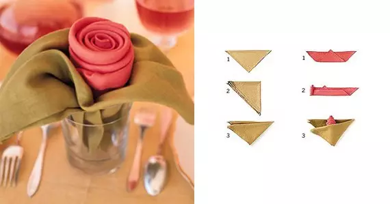 来自餐巾纸的Origami方案在桌子上：主类与照片和视频