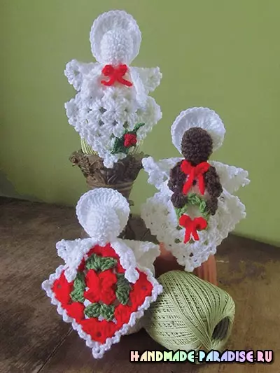 ಕ್ರಿಸ್ಮಸ್ ಓಪನ್ವರ್ಕ್ ಏಂಜಲ್ಸ್ Crochet. ಕಲ್ಪನೆಗಳು