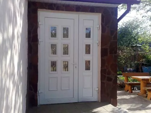 Portas de plástico de entrada: foto em casas particulares