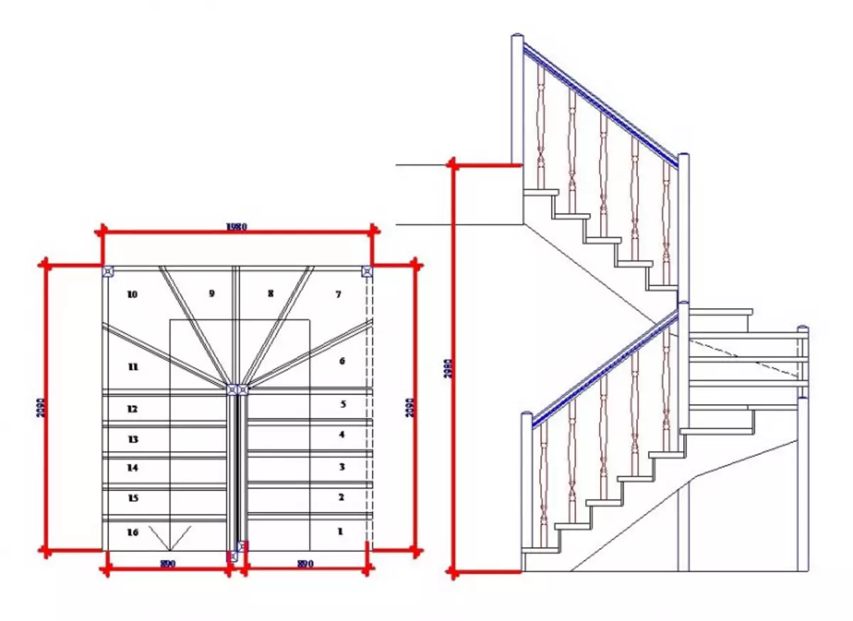 Výpočet drevených a kovových schodov na druhom poschodí domu