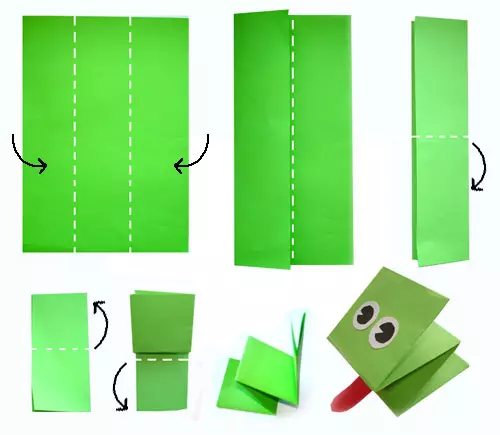 Hoe maak je een kikker van papier, die springt: schema met foto's en video