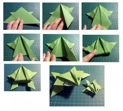 Como facer unha rana de papel, que salta: esquema con fotos e video
