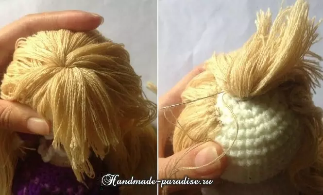 Amigurum ઢીંગલી સાથે વાળ કેવી રીતે બનાવવી