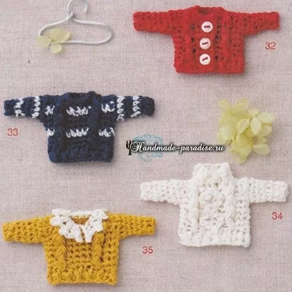 Knitted fashion for doll Amigurumi. Schemes