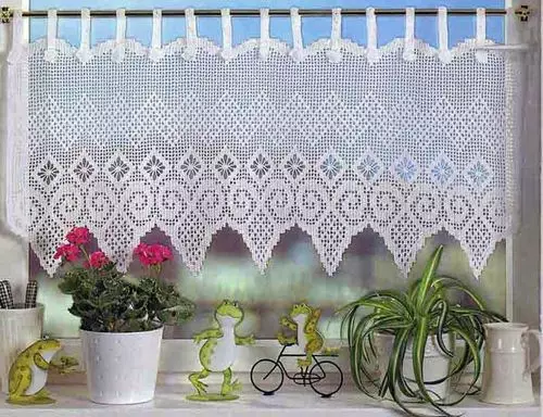Crocheted curtains in the kitchen: photo ideas