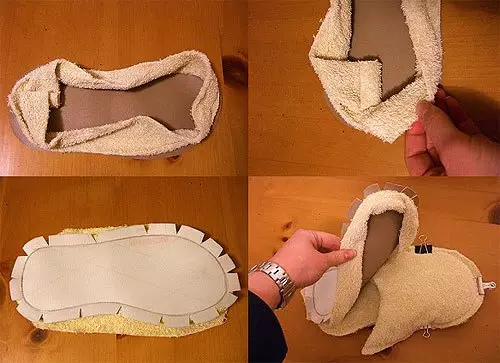 Como coser zapatillas de casa suave coas súas propias mans - clase master en imaxes