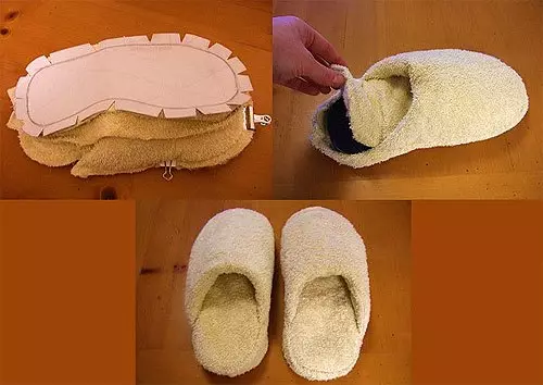如何用自己的手缝制软家庭拖鞋 - 在图片中课堂