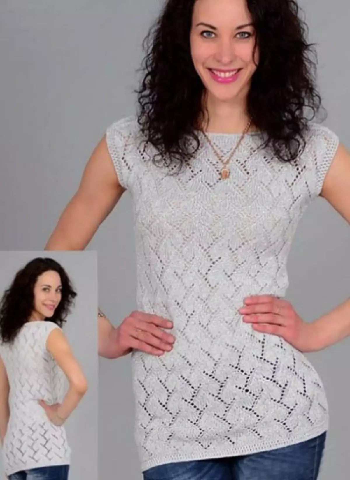 Blouses d'open-up Openwork tricotés avec tricot en coton: schémas avec description