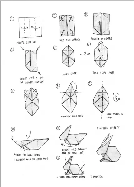 Hare Origami paperi: Asennusjärjestelmä moduuleista videolla ja valokuvilla