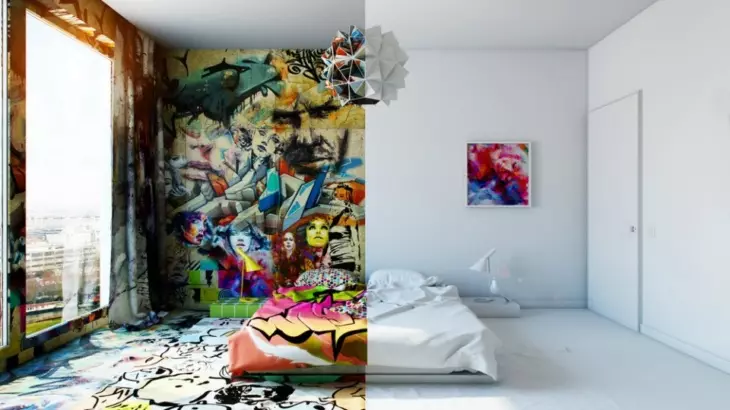 Graffiti-landen, straatfoto's en interieur