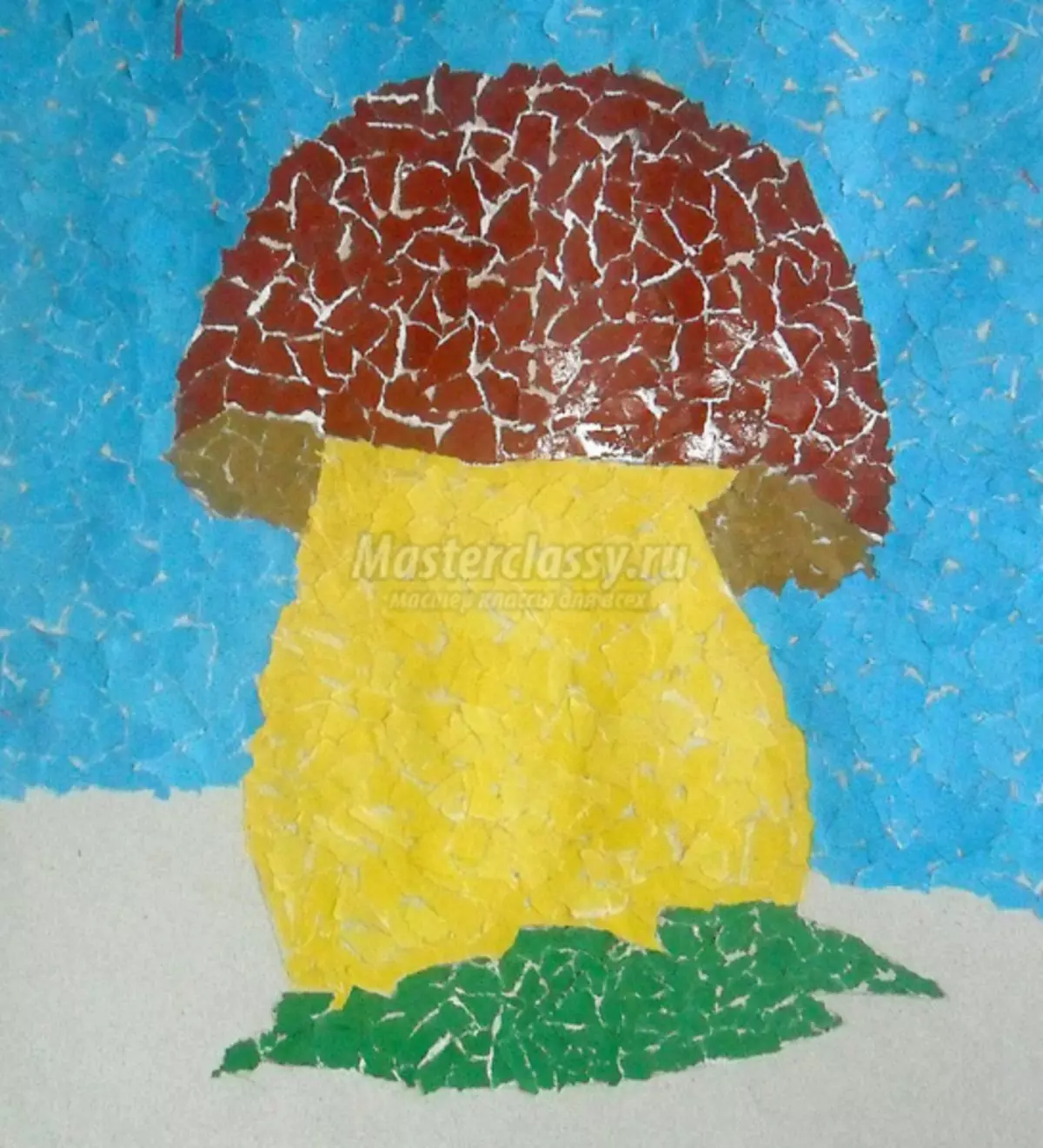 Mosaik kertas dengan tangan Anda sendiri pada kardus untuk anak-anak