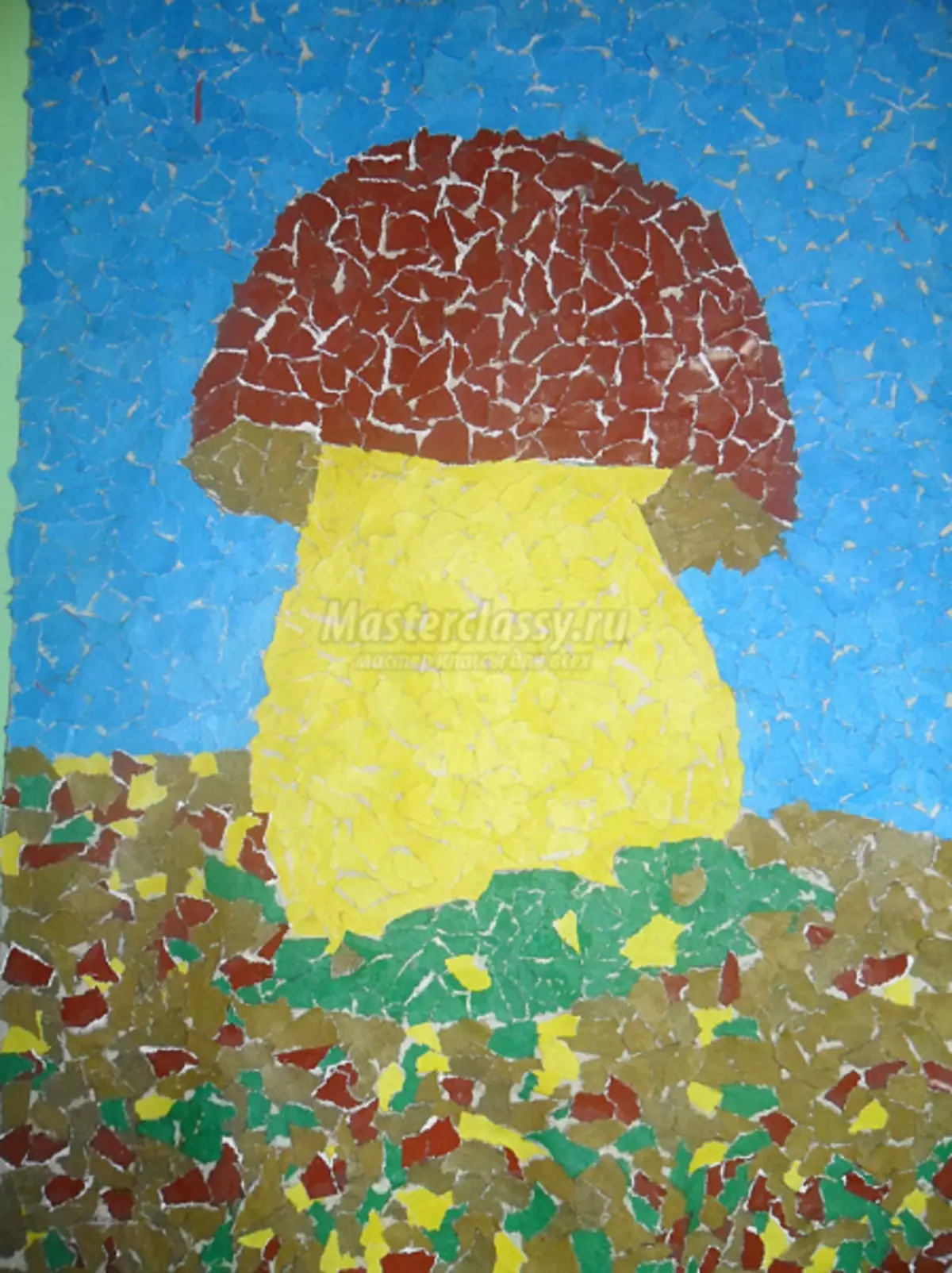 Paper Mosaic z lastnimi rokami na kartonu za otroke