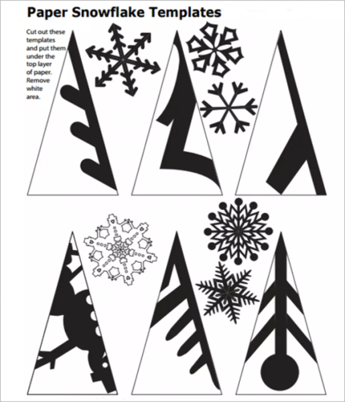 Velké papírové sněhové vločky: Schémata výřezů a šablony