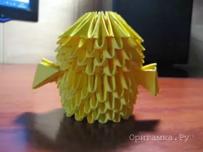 Chicken origami modulari fil-qoxra: Klassi Master bi skema ta 'assemblaġġ