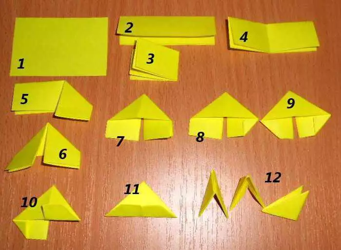 Модуляр Оригами тавык тавыкында: җыю схемасы булган мастер-класс