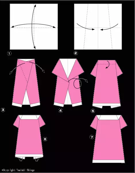 Մարտի 8-ին սխեմաների սխեմաների օրիգամի-զգեստներ `տեսանյութով եւ լուսանկարներով