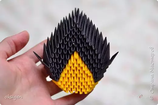 Rooster ຈາກ Origami Modules: ຫ້ອງຮຽນແມ່ບົດທີ່ມີຮູບແລະວີດີໂອ