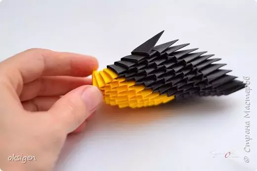 origami module များမှကြက်ငှက်တုပ်ကွေးမှ rosp: Photo and Video နှင့် Master Class