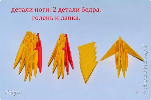 I-rooster evela kwiimodyuli ze-Origami-Mediami: Iklasi enkulu enefoto kunye nevidiyo
