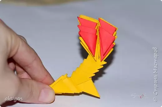 Rooster from origami modules: master class with photo and video