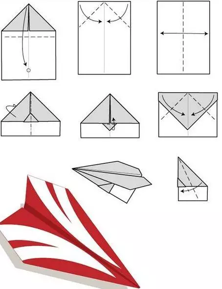 Papiervliegtuie: Origami met instruksies en foto skemas