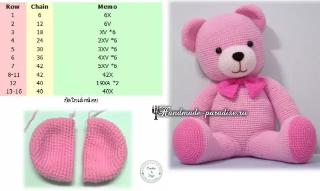 Crochet beruang merah jambu