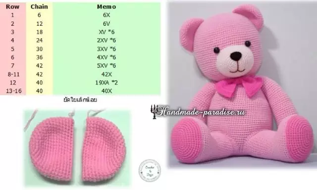 Crochet rozkolora urso